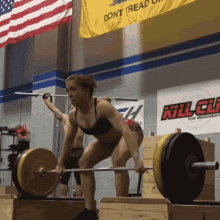 Strong woman powerlifting